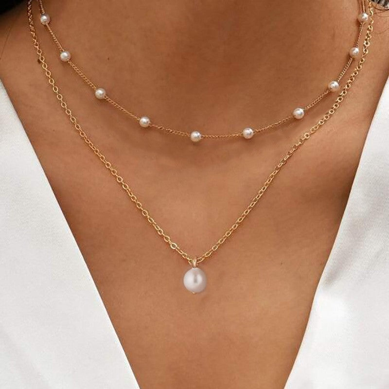 Womens Retro Alloy Layered Clavicle Necklace