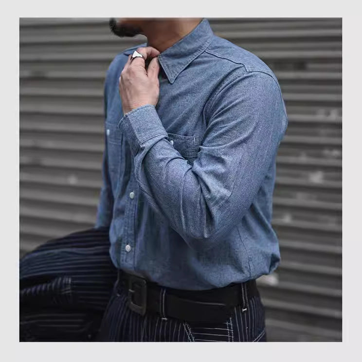 Double Patch Pocket Youth Cloth Long-sleeved Shirt