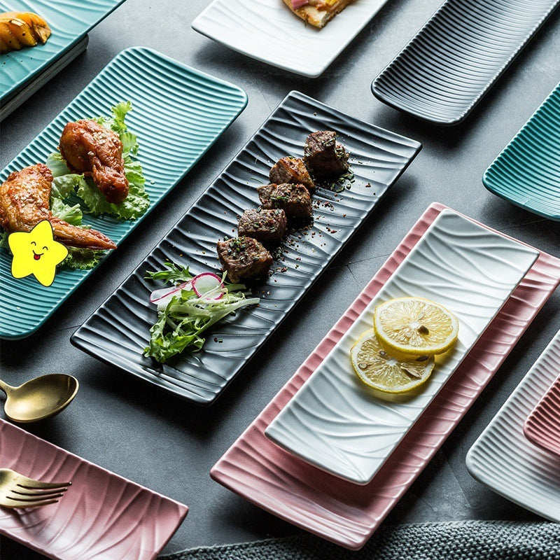 Japanese Creative Sushi Plate Pottery Long Plate