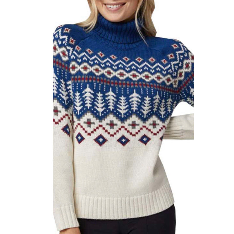 Women's Jacquard Turtleneck Fall And Winter Inner Wear Sweater