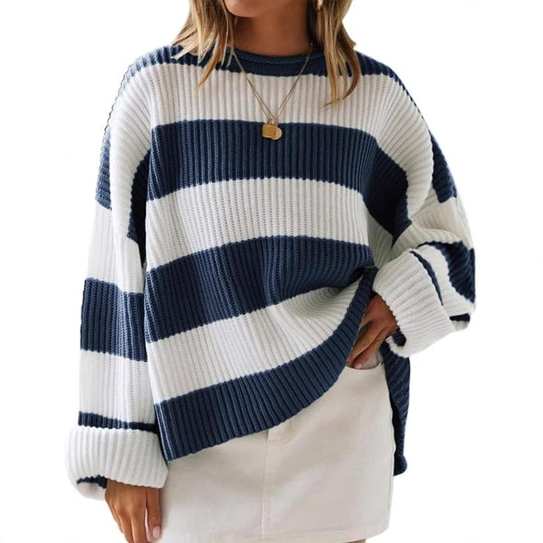 Women's Bell Sleeve Loose Sweater Striped