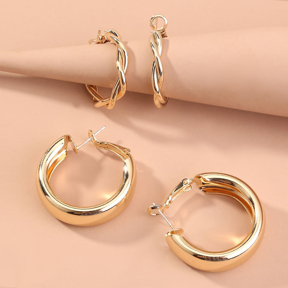 European and American foreign trade hot-selling combination set earrings C-shaped fashion simple temperament earrings Geometric wild earrings
