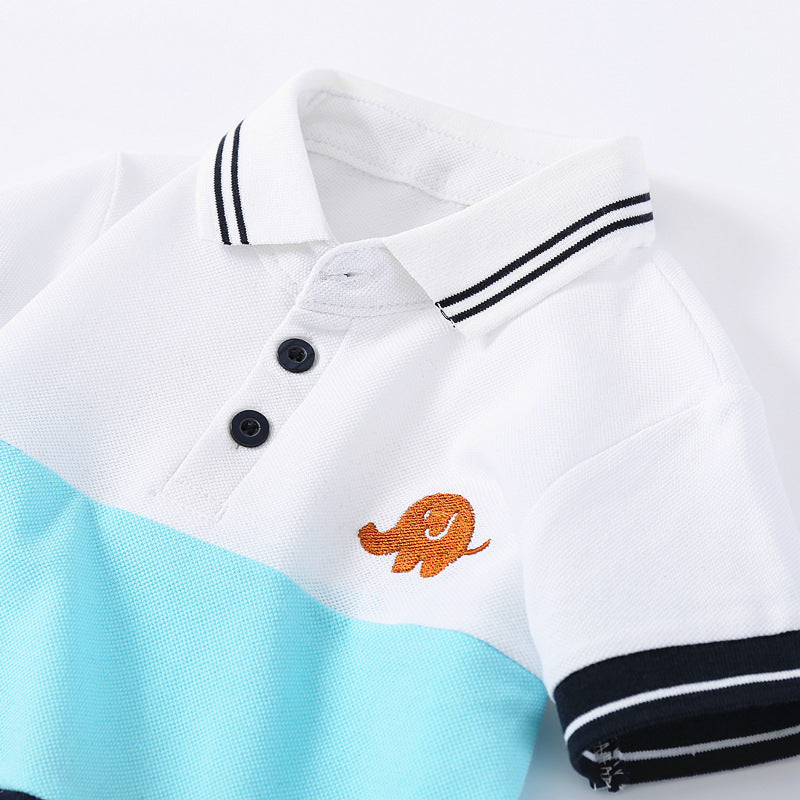 Boys' Fashion Colorful Lapel Short-sleeved Tops