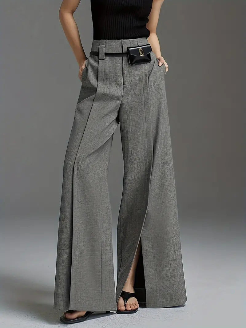 Casual Trousers Split Flared Pants Excluding Belt Waist Bag