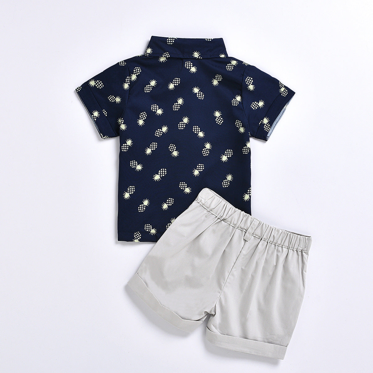 Pineapple Print Short-sleeved Shirt Suit  Shorts Casual Two-piece Suit