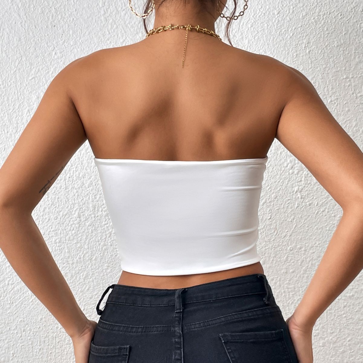 Sexy Navel Tube Top Strap Vest Outer Wear Tank-top