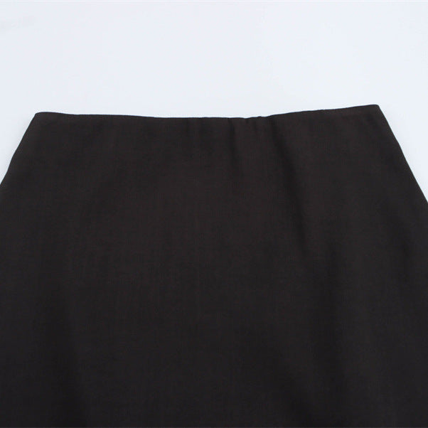 Women's Black Stitching Lace Sheath Skirt