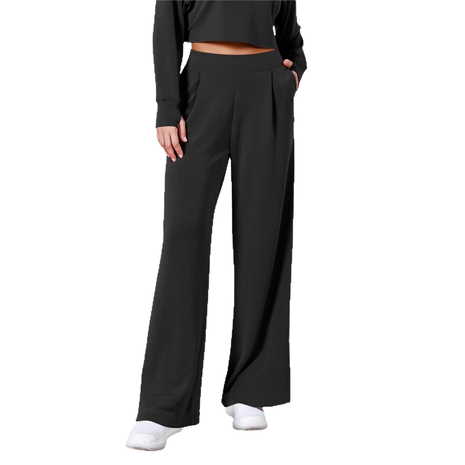 Simple High Waist Female Drooping Straight Pants