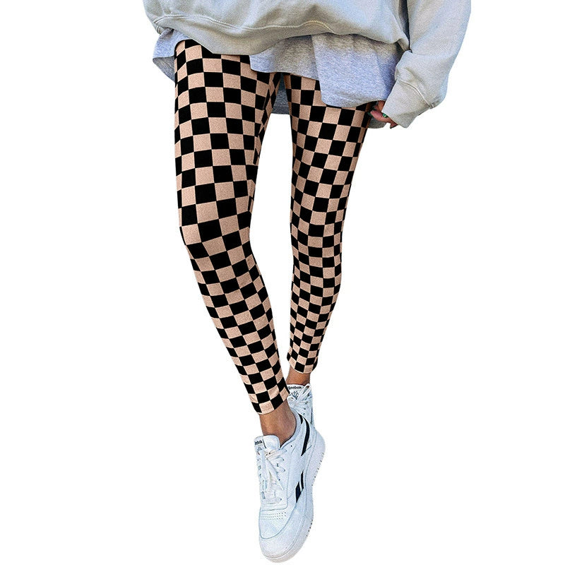 Women's Slim-fit European And American Fashion & Trend Printed Plaid Leggings