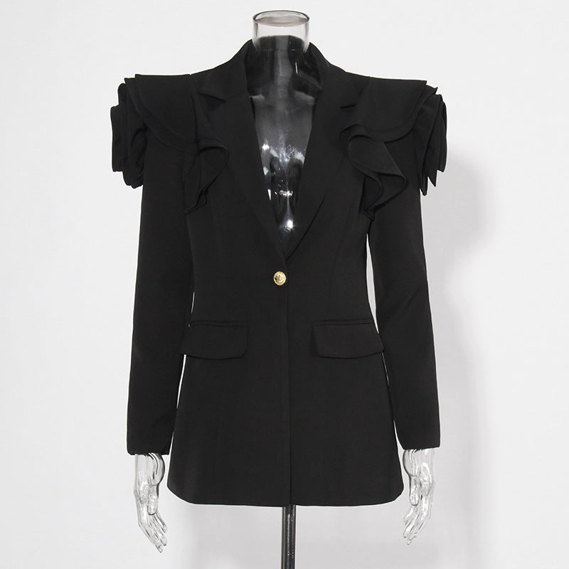 V-neck One Button Waist-tight Slimming Suit Coat