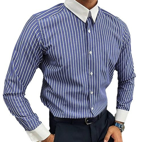 Men's Long Sleeve Shirt Design Striped Business