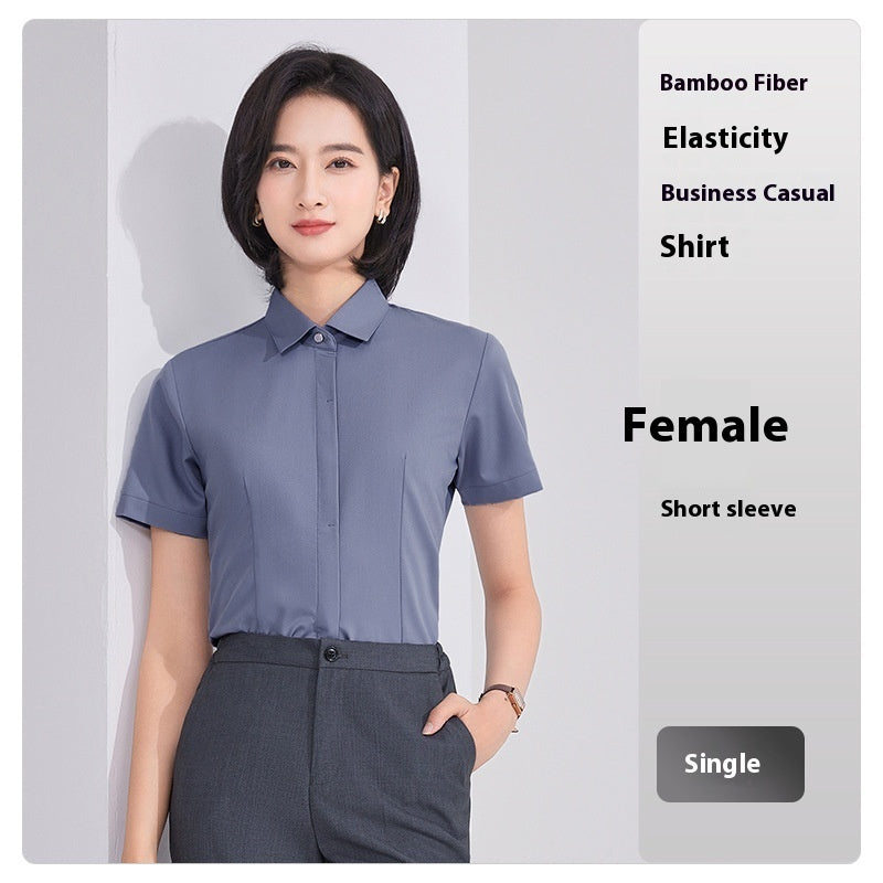 Bamboo Fiber Business Short Sleeve Non-ironing Stretch Shirt