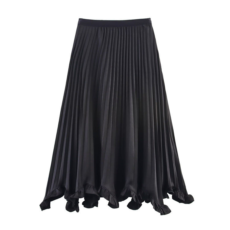 Heavy Industry Petal Wooden Ear Elegant Pleated Skirt