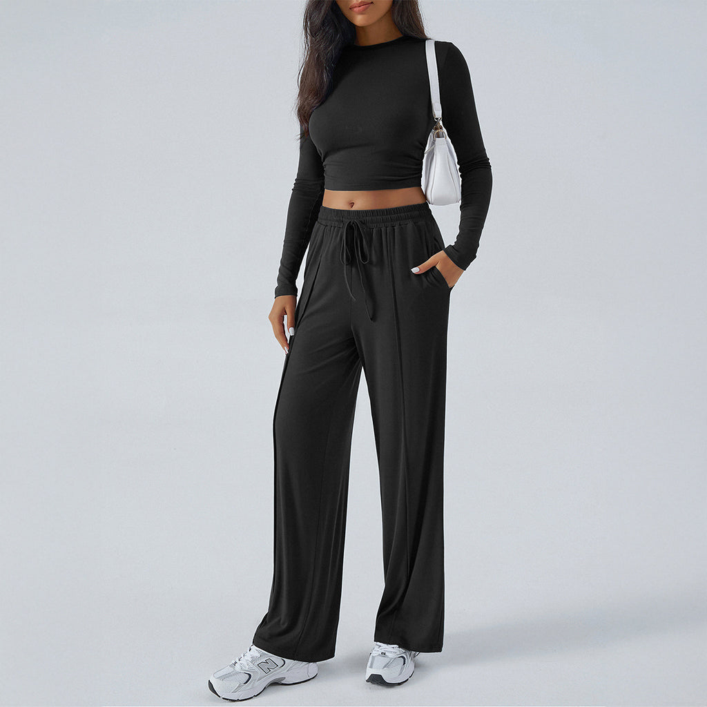European And American Yoga Sports Long Sleeve Inner Wear Trousers Suit Women