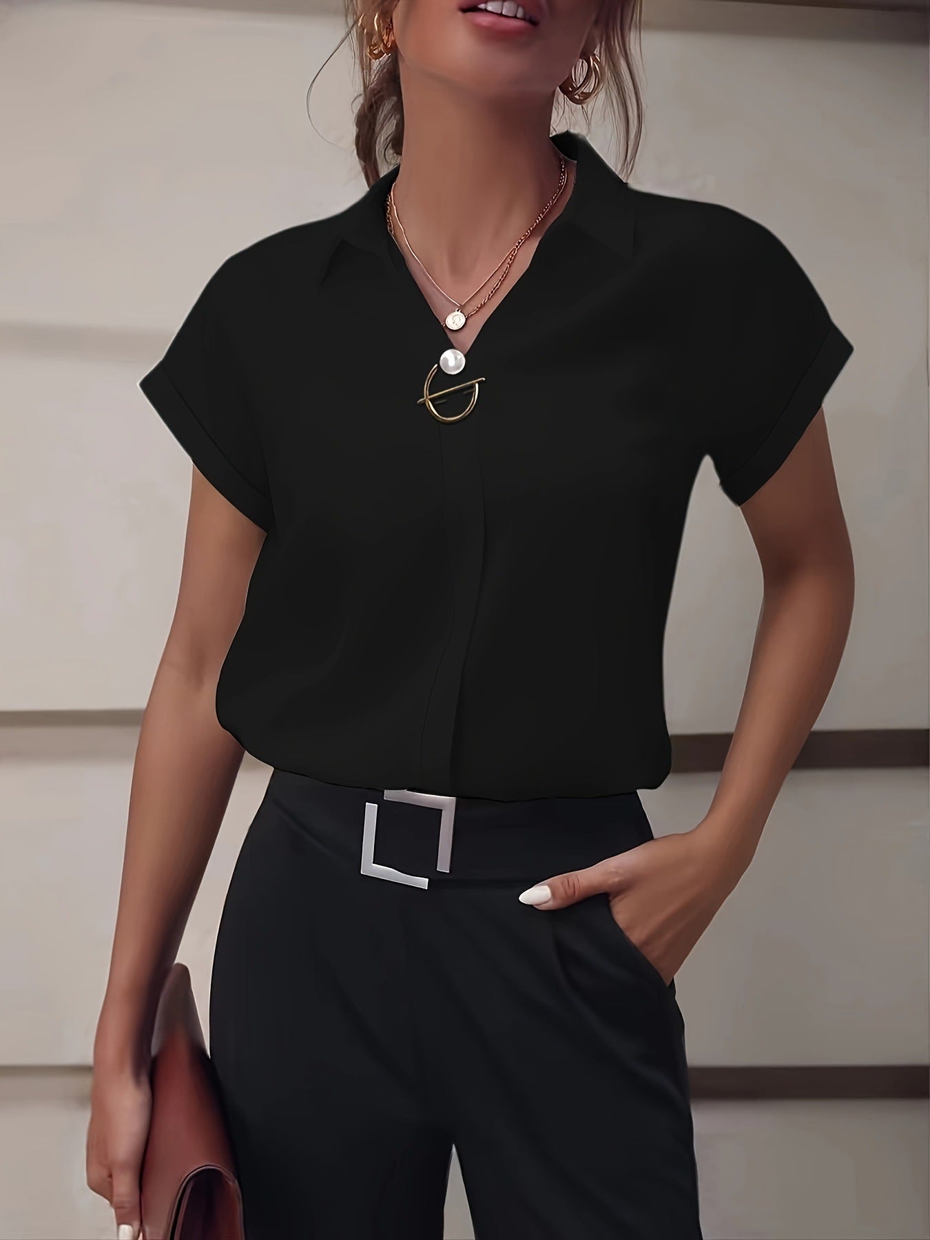 Loose Casual Short-sleeved Shirt Drop-shoulder Sleeve Shirt