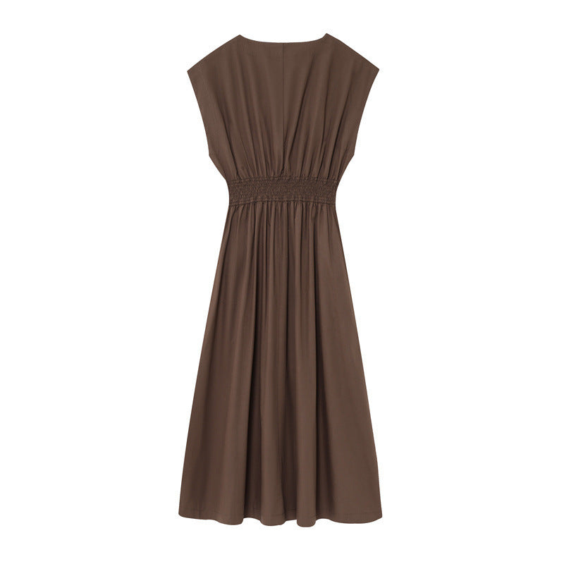 Elegant Graceful Half-open Collar Design Waist-tight Dress