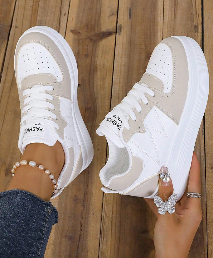 Womens White Chunky-soled Elevating Sneakers
