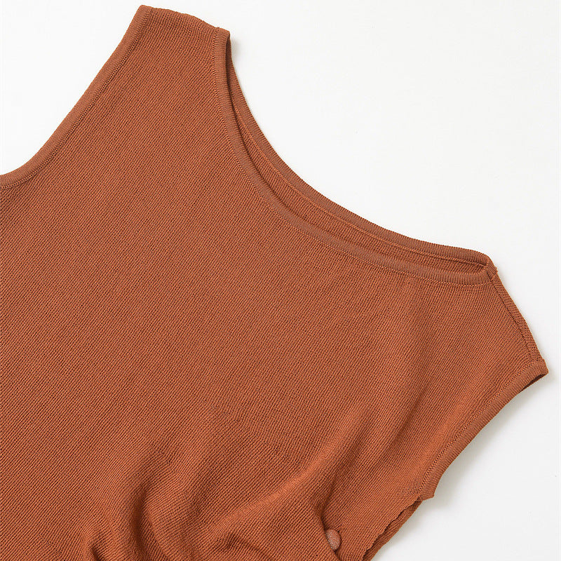 Classic Slim-fit Sleeveless Asymmetric Sweater