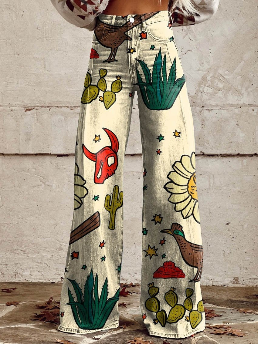 Thin Anti-3D Trendy Bell-bottom Pants Women's Denim Wide-leg Pants