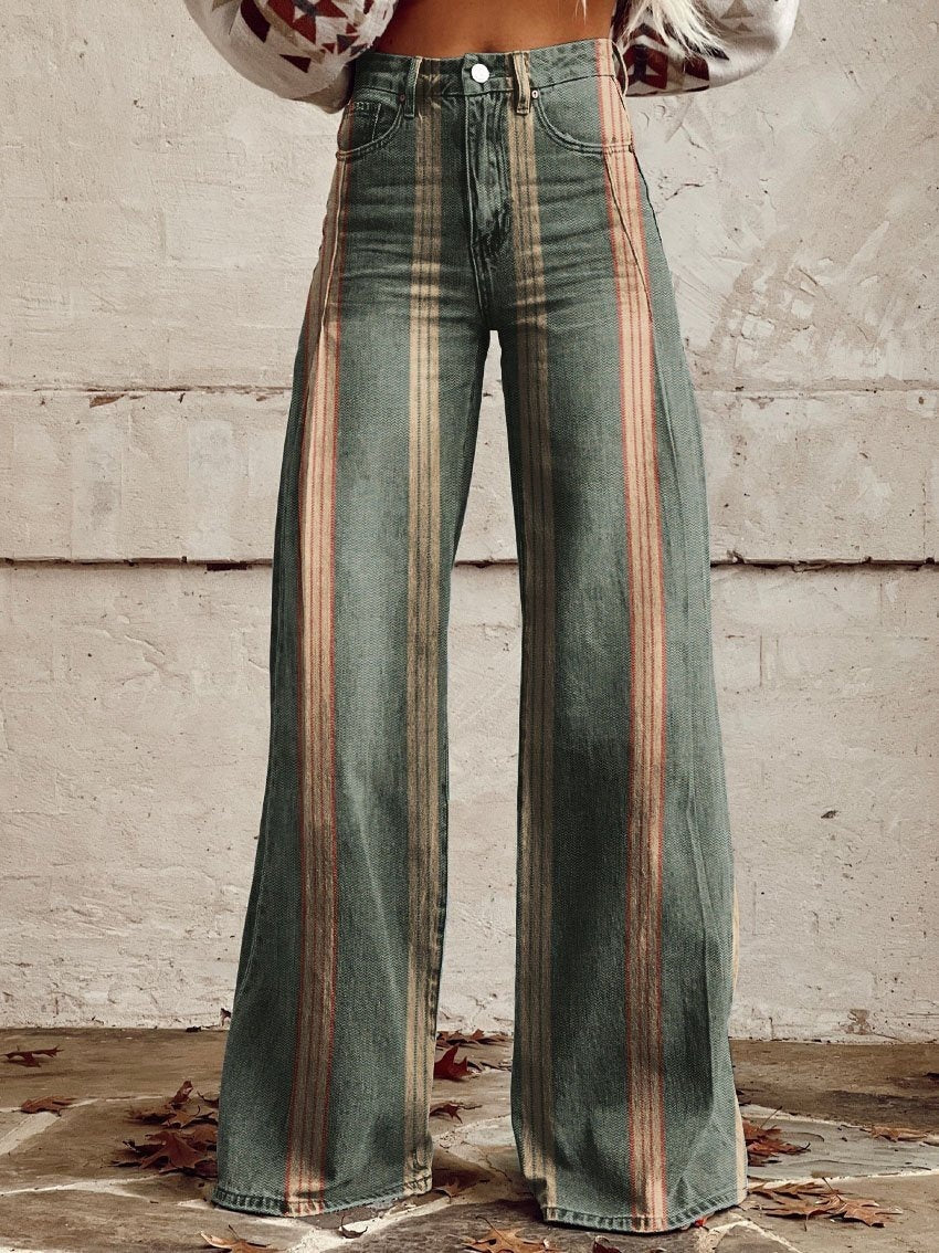 Thin Anti-3D Trendy Bell-bottom Pants Women's Denim Wide-leg Pants