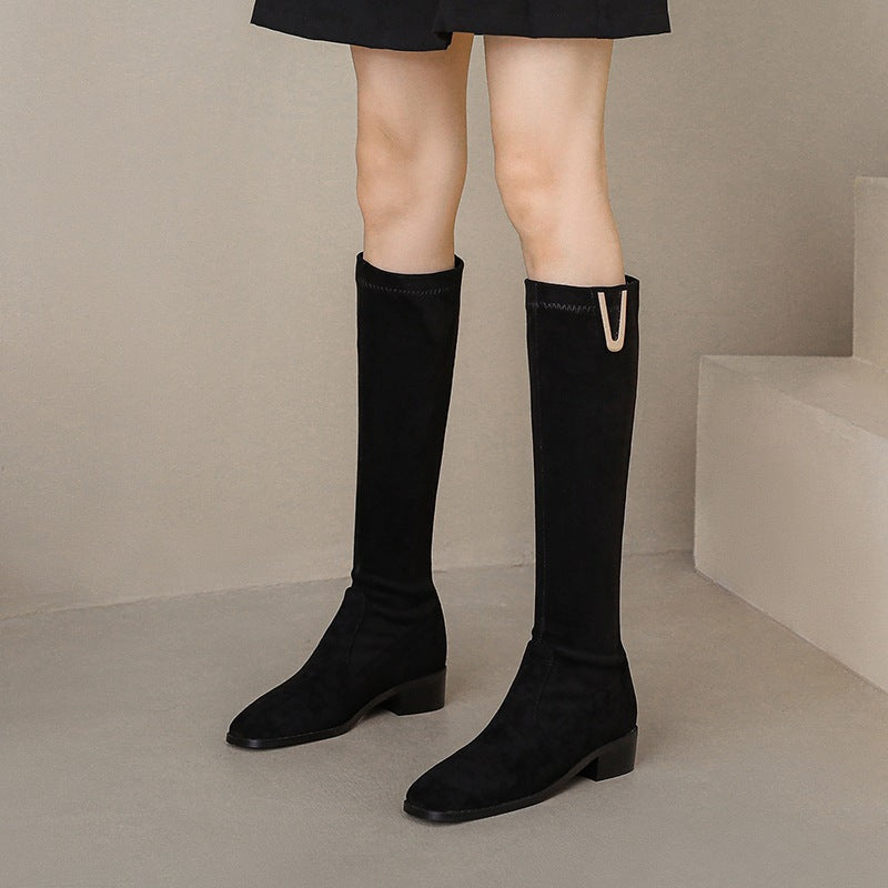 Below The Knee Women's Over-the-knee Skinny Low Heel Large Size Boots