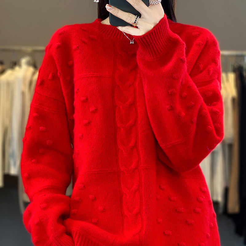 New Stylish Round-neck Wool Sweater For Womenversatile And Effortlessly Chic