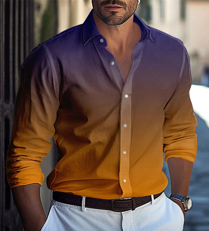 Multi-Color Gradient Pattern Printed Men's Clothing