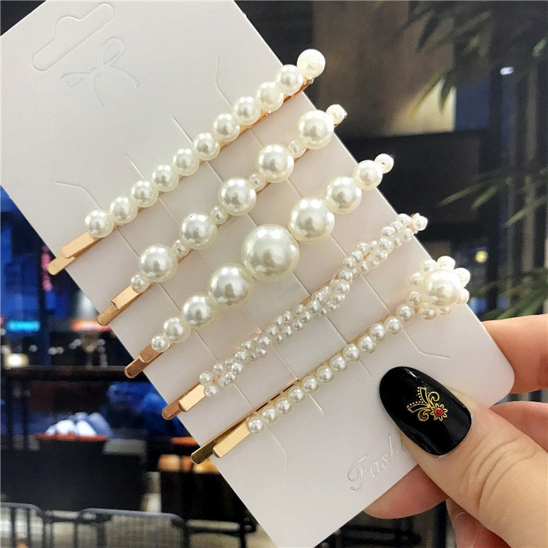 Jewelry Pearl Hairpin Set Retro Handmade Clip