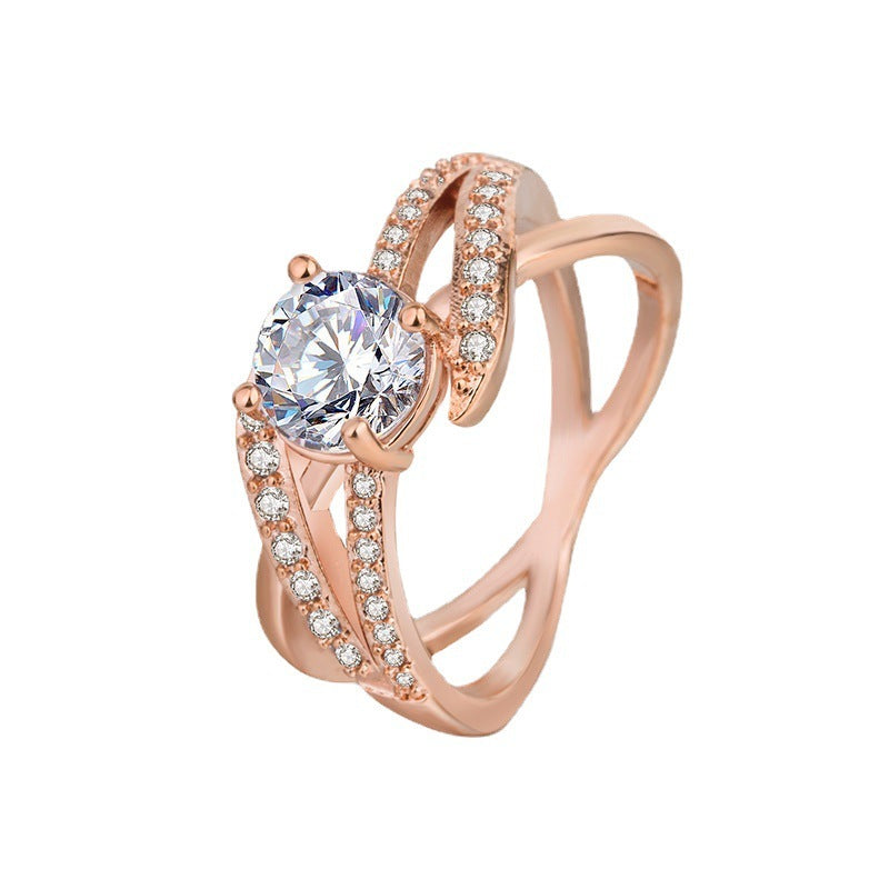 New Rose Gold Plated Diamond-studded Ring