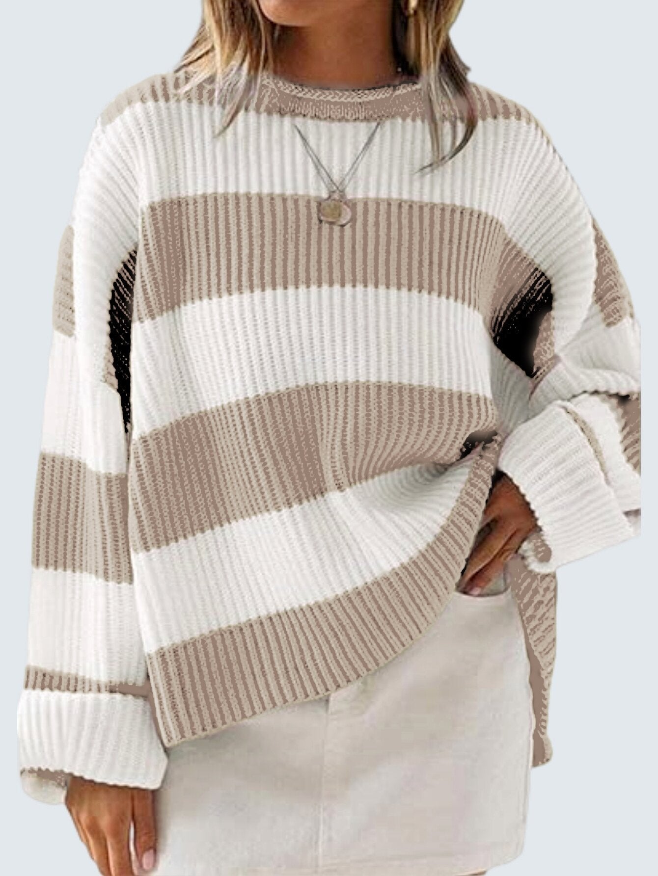 Women's Bell Sleeve Loose Sweater Striped