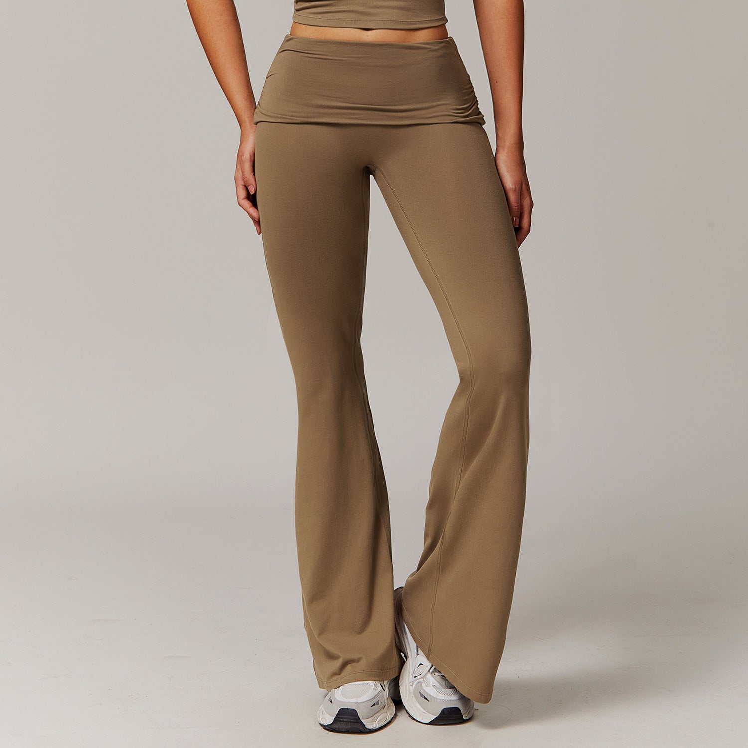 Wool Pleated Yoga Fold High Waist Running Sports Skinny Versatile Bell-bottom Pants