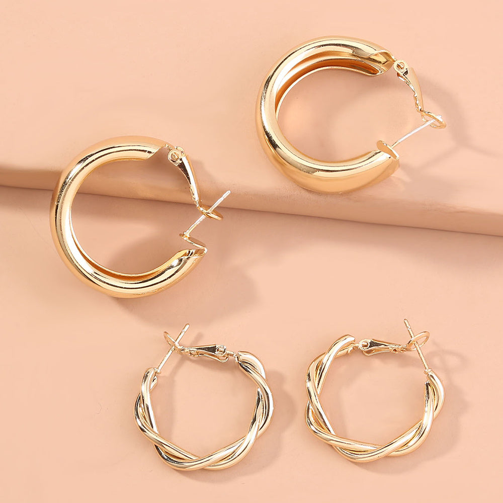 European and American foreign trade hot-selling combination set earrings C-shaped fashion simple temperament earrings Geometric wild earrings