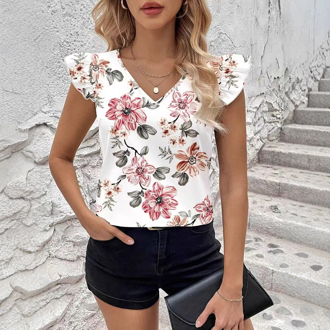 Summer New Sleeveless Leopard Print Ruffled Top