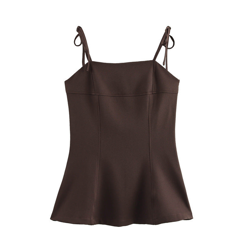 European And American Style French Fashion Bowknot Decoration Stretch Top