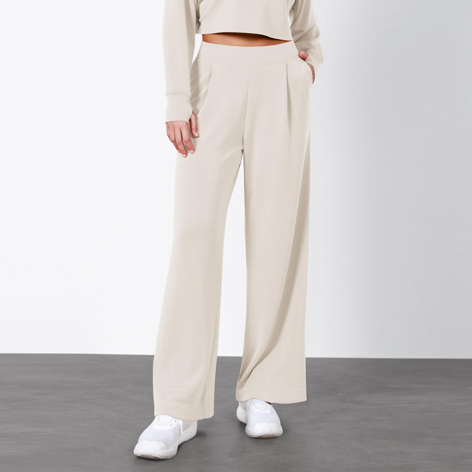 Simple High Waist Female Drooping Straight Pants