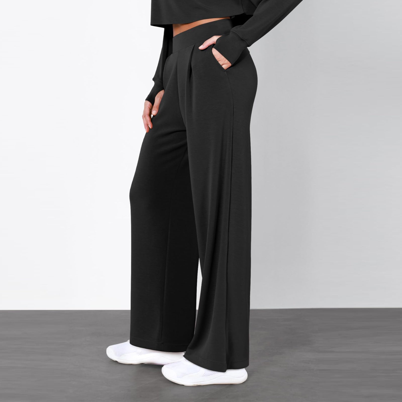 Simple High Waist Female Drooping Straight Pants