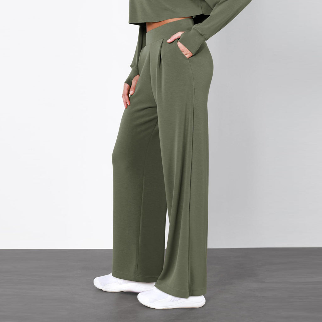 Simple High Waist Female Drooping Straight Pants