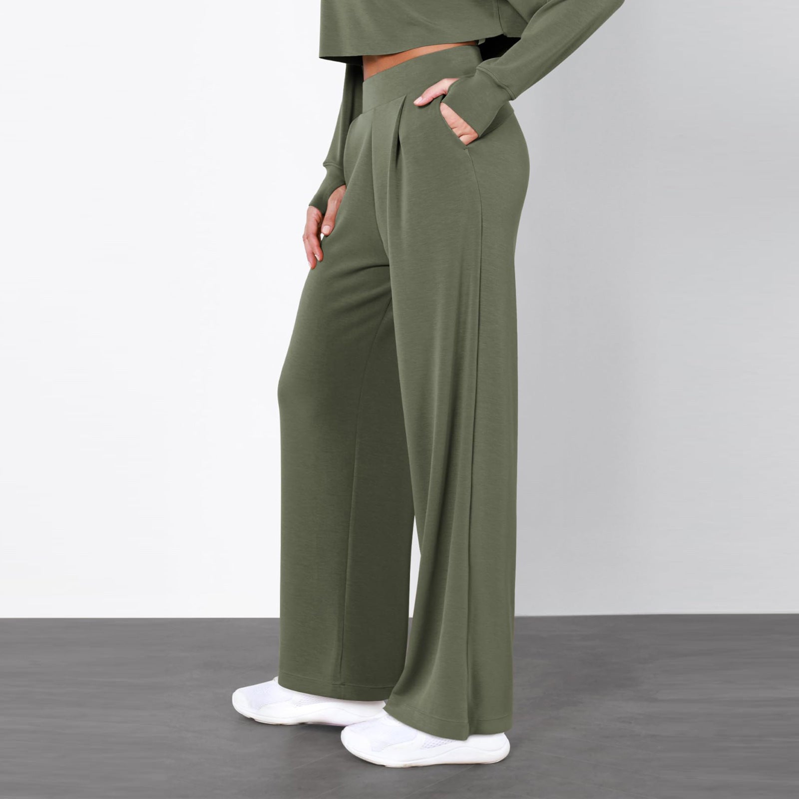 Simple High Waist Female Drooping Straight Pants