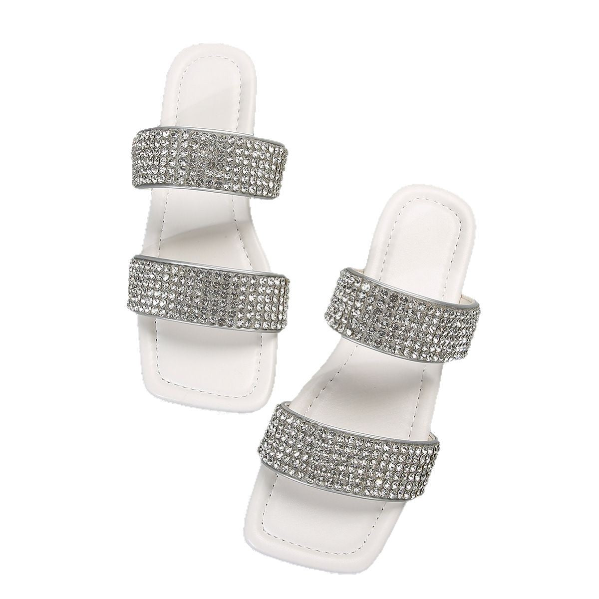 Women's Flat Plus Size Slippers Rhinestone
