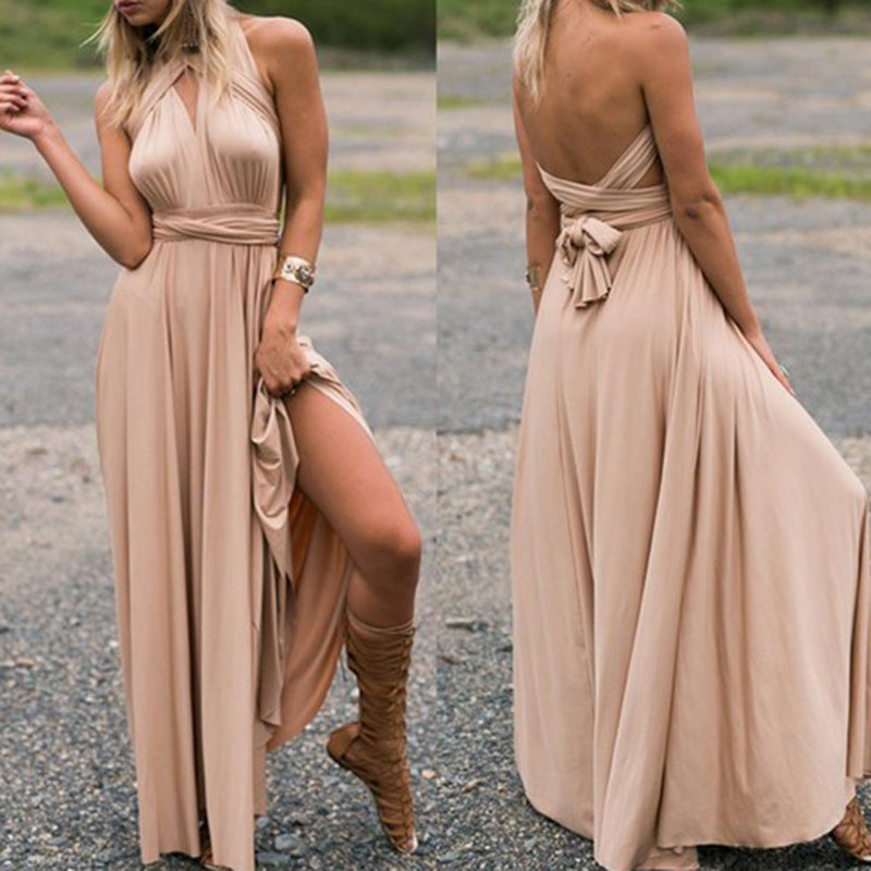Multiple Wear-rope Cross Backless Sexy Bandage One-piece Dress