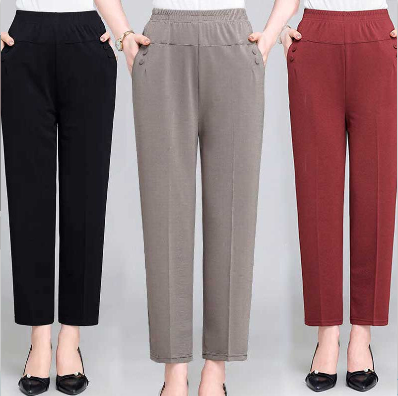 Summer Ice Silk Thin Casual Straight-leg Cropped Pants