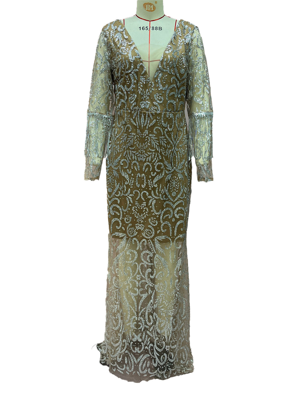 Women's Fishtail Gold Evening Tassel Elegant Dress