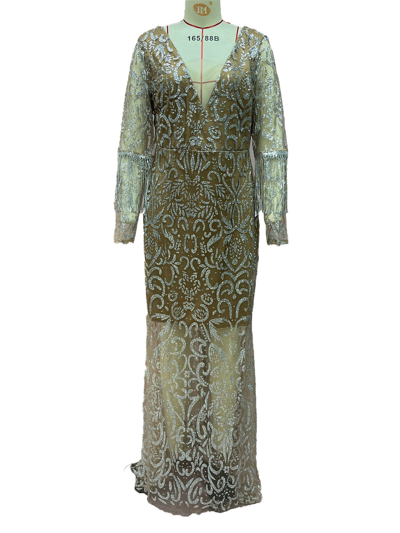 Women's Fishtail Gold Evening Tassel Elegant Dress