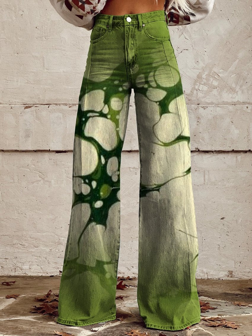 Thin Anti-3D Trendy Bell-bottom Pants Women's Denim Wide-leg Pants