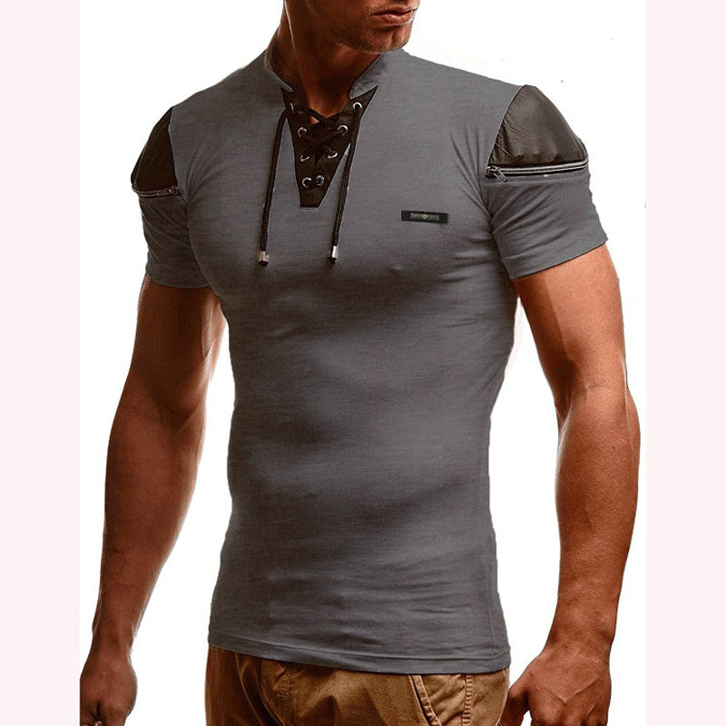 Colorblock slim-fit short-sleeved T-shirt