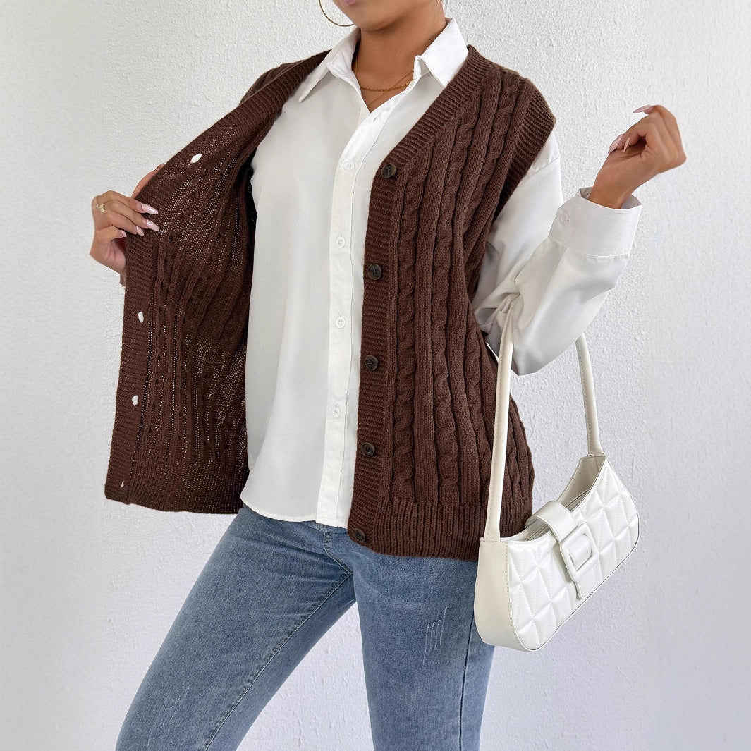 European And American Leisure Outer Twist Woven Vest