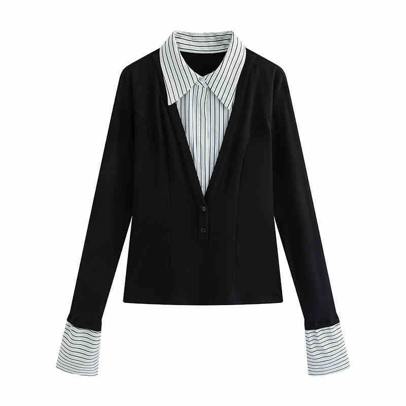 Slimming Patchwork Long-sleeve T-shirt Plus Size Top