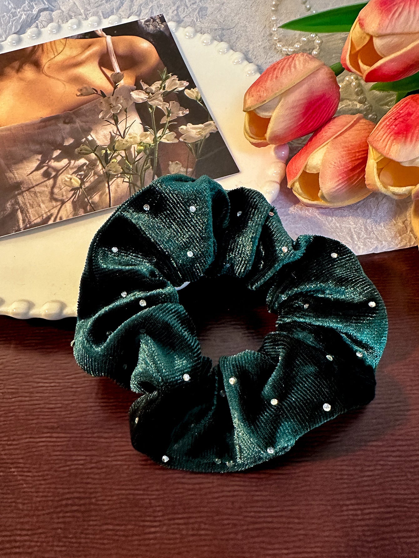 Korean Velvet Ring With Diamond Flannel Simple Headband Hair Accessories Elastic Flannel