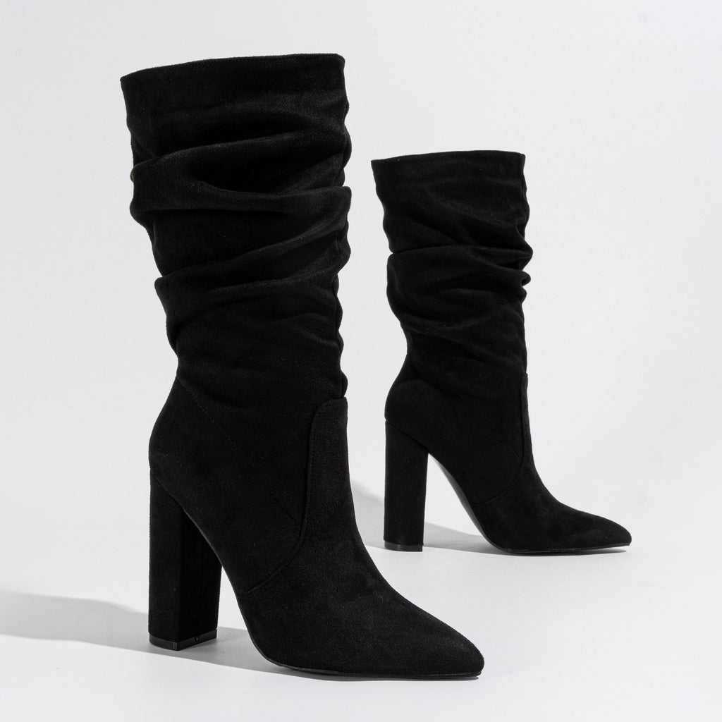 New Chunky Heel Pointed-toe Fashion High Heel Pile Style Boots