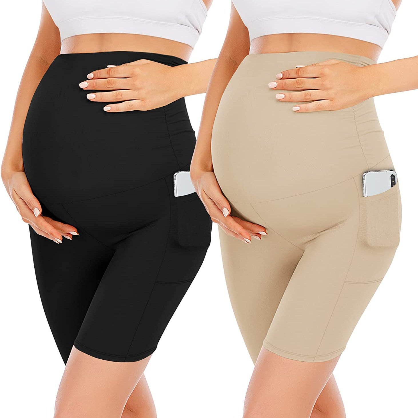 Five-point Pocket Maternity Pants High Waist Slim Fit Maternity Pants